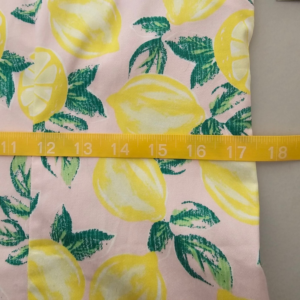 Cynthia Rowley Lemon Print Sleeveless Shift Dress 6 Pink Yellow Euro Summer NWT - Picture 6 of 8